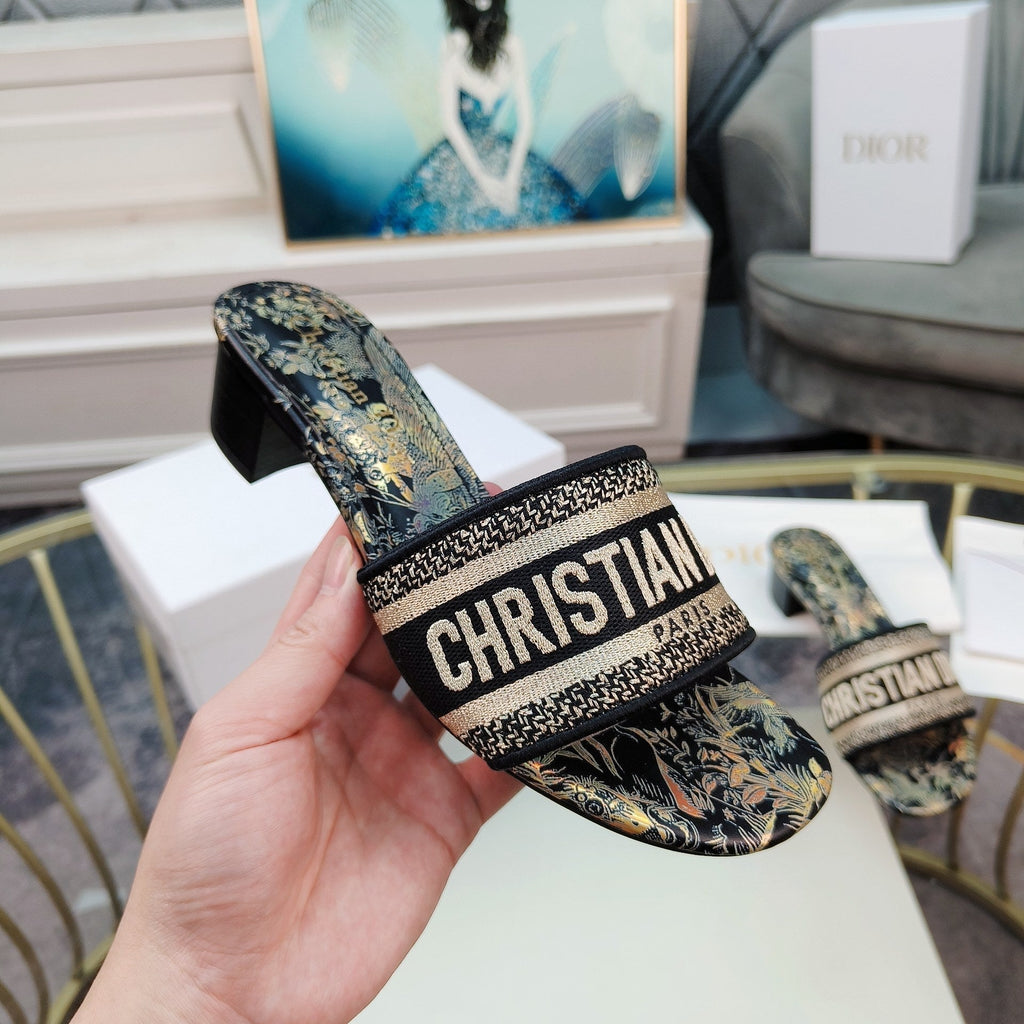 DIOR CD Mule Dway Heeled Slide 45mm Style 9