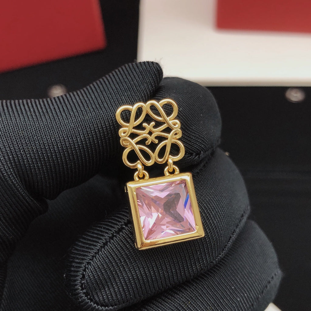 18K LOEWE Anagram Crystal Earrings