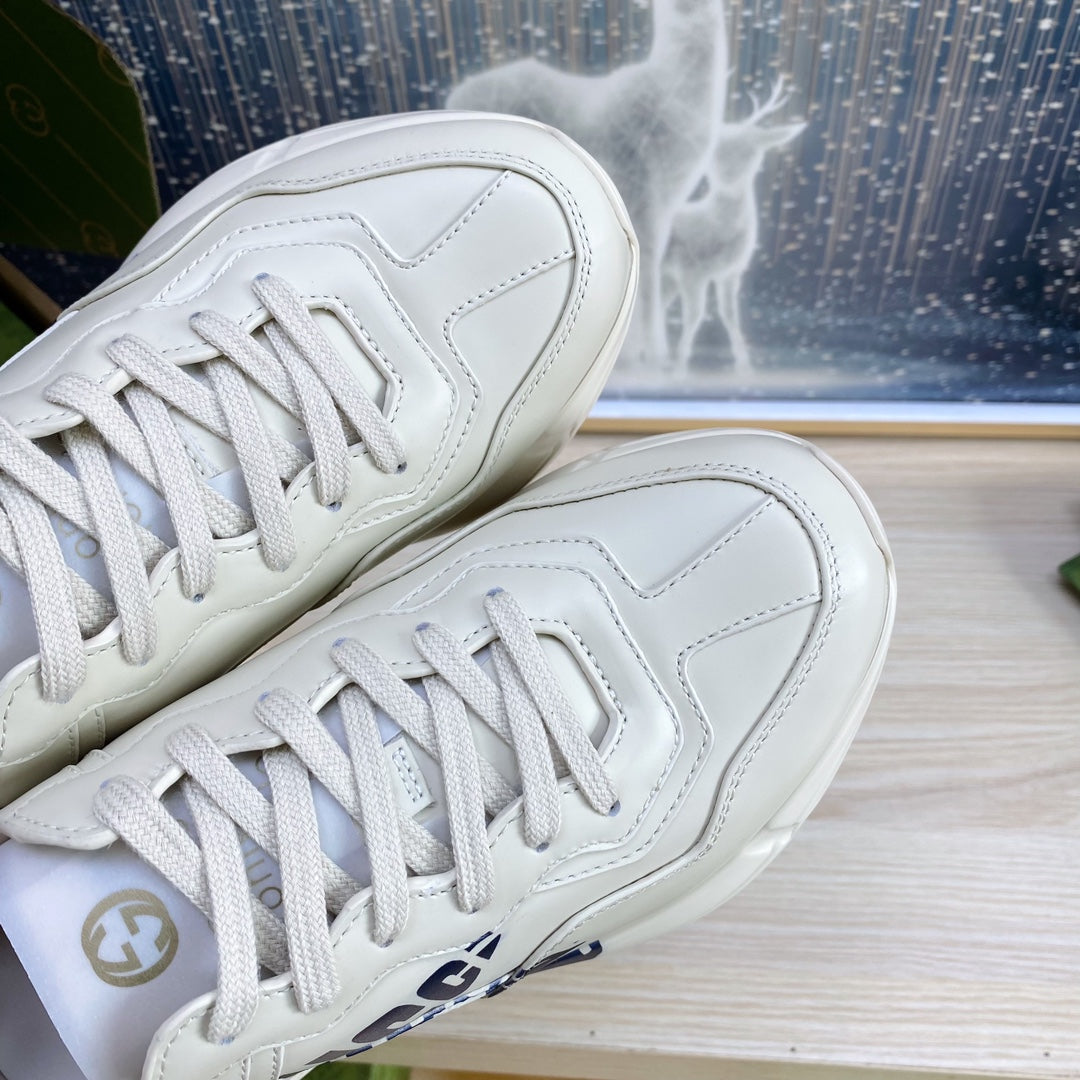 GUCCI COUPLE TRAINER WHITE CALFSKIN WITH LEMON ICON