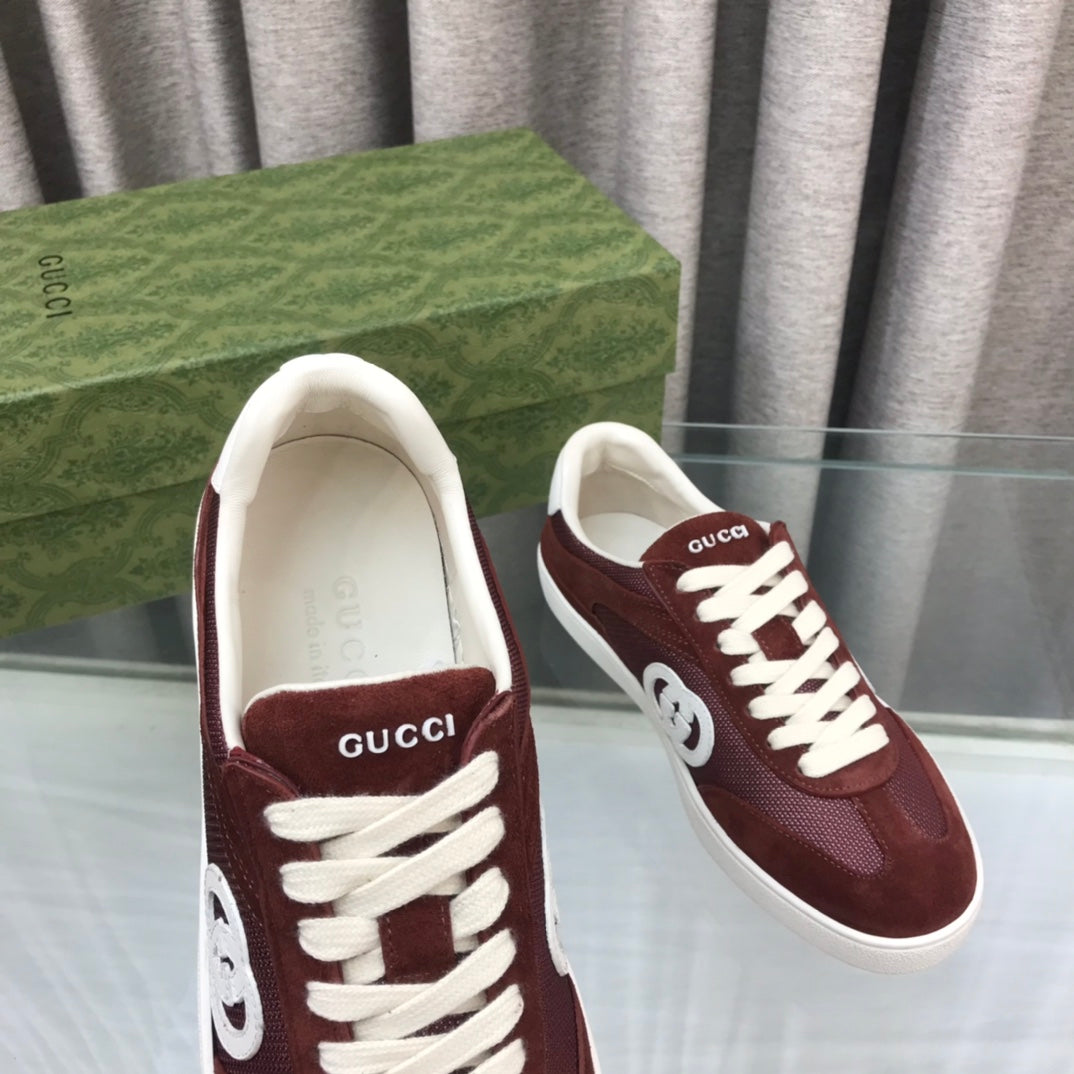 GUCCI INTERLOCKING G SNEAKER WINE SUEDE