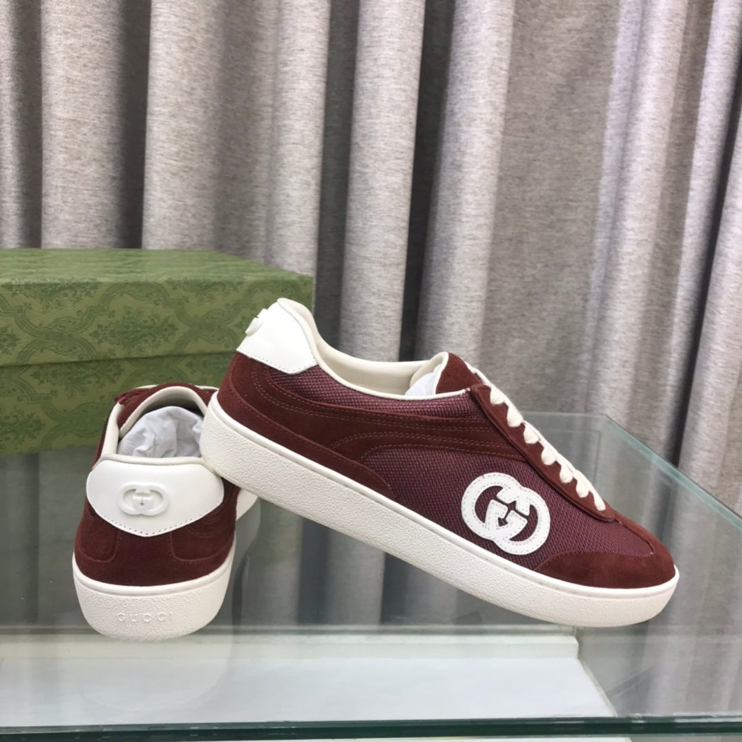 GUCCI INTERLOCKING G SNEAKER WINE SUEDE